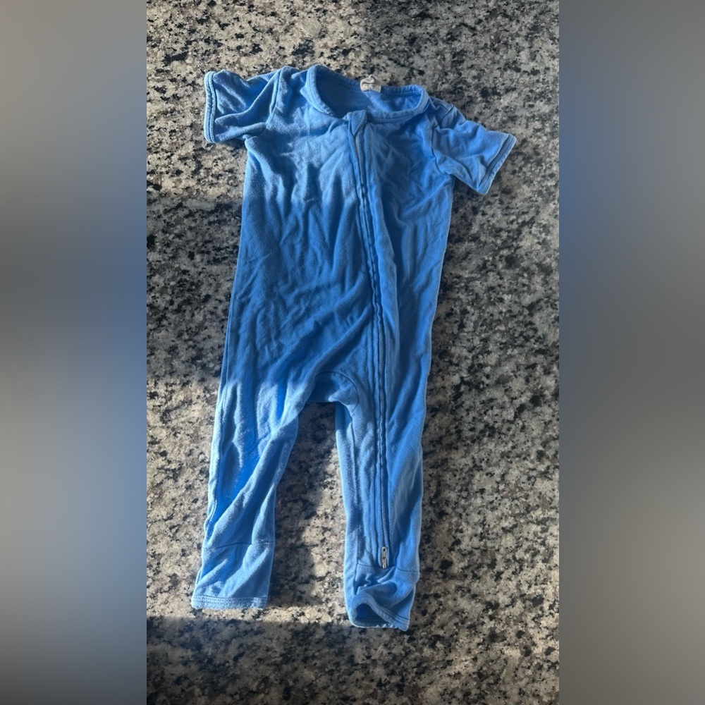 Light Blue Zippered Kids One-Piece Footie